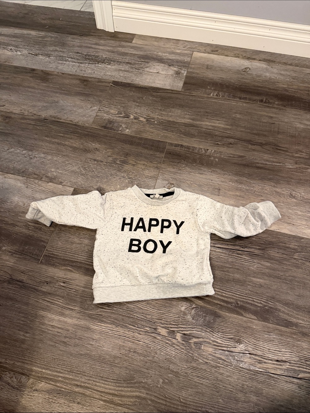 Trois Moutons Happy Boy Speckled Cream Crewneck Sweatshirt for Kids